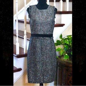 J. Crew Sequin Black Gray Tweed & Velvet dress GORGEOUS Cocktail 8
